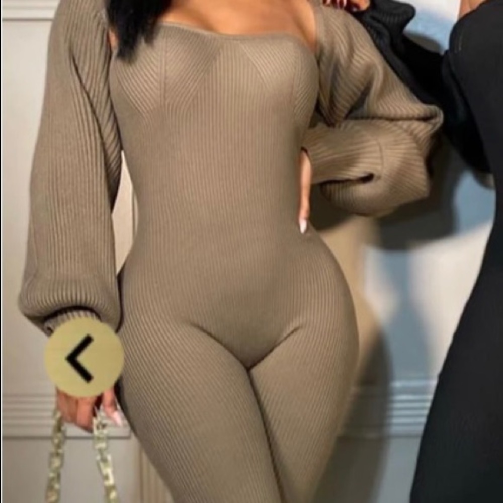 Olive sweater jumpsuit set